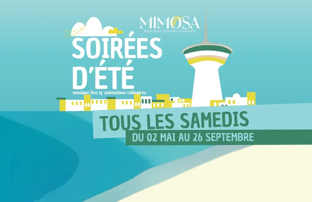 Affiche soirée d'été tous les samedis, mai à septembre.